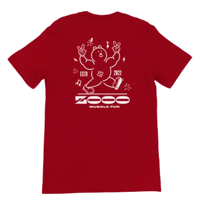 Rood t-shirt met mister muscle fun design van Zooo Nutrition