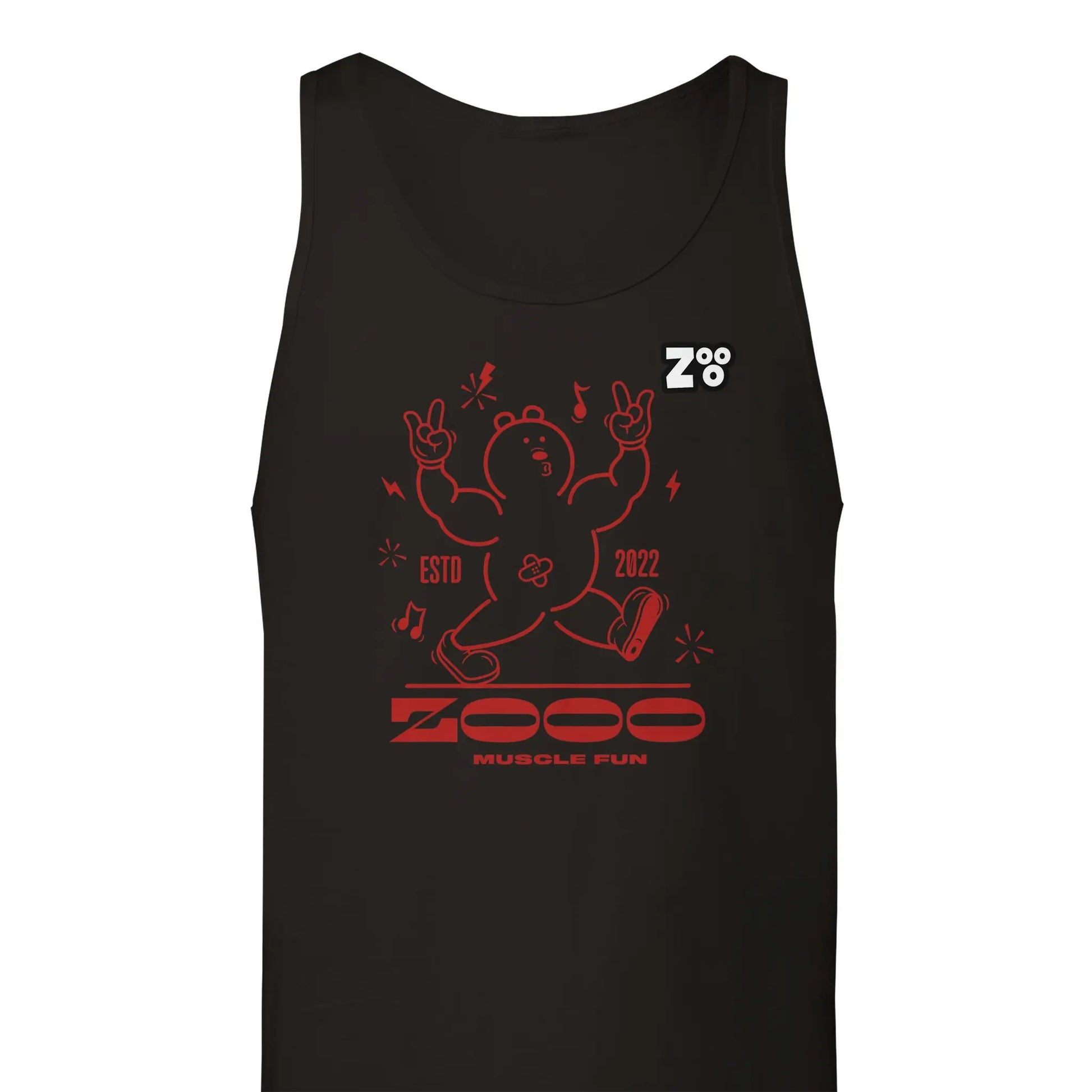 Zwarte tanktop met musclefun design van Zooo Nutrition